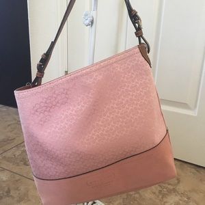 Pink Logo Print & Suede Coach purse-medium